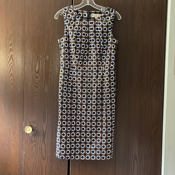 Michael Kors midi length, sleeveless navy/ brown/ white dress. Size 6 - Picture 1 of 10